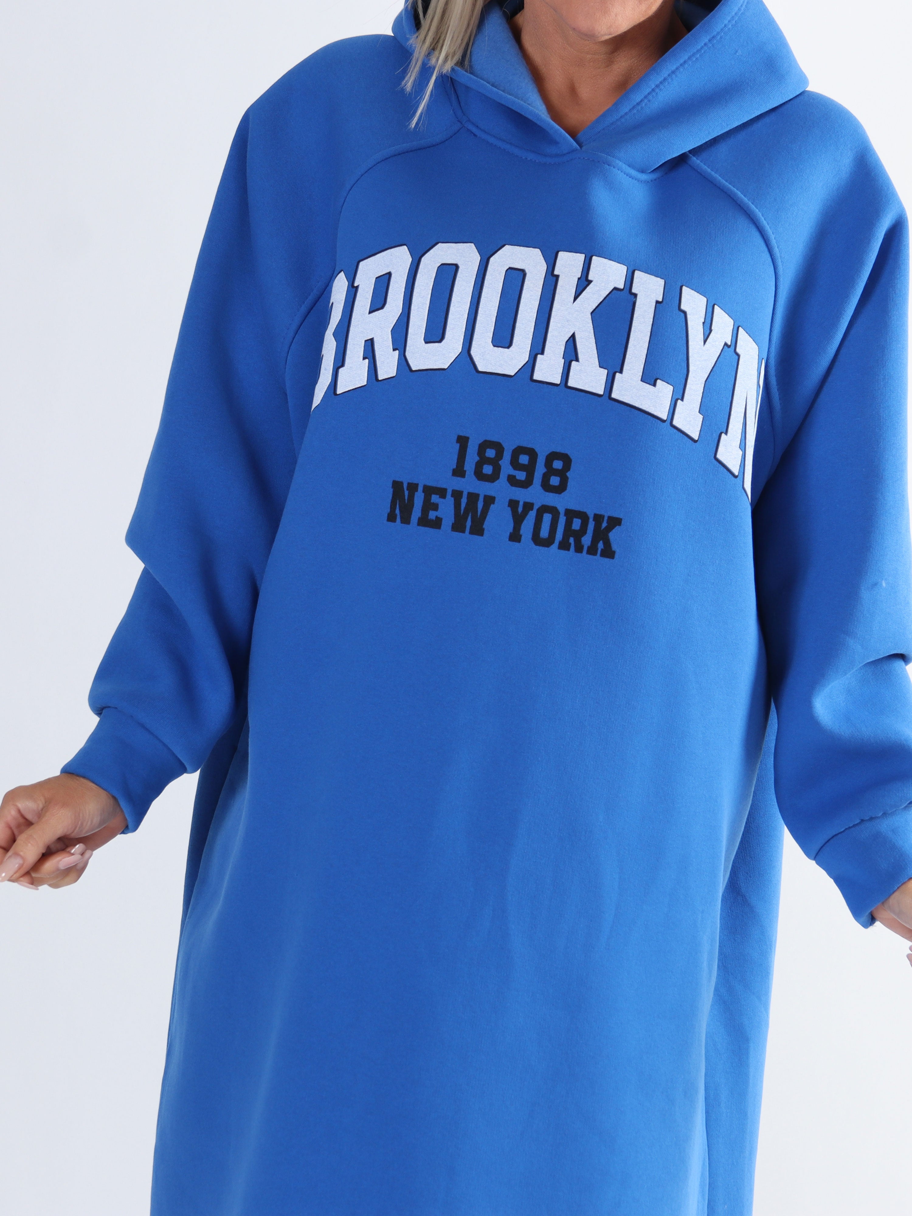 Angela - Lang plus size hoodiekjole i bomuld